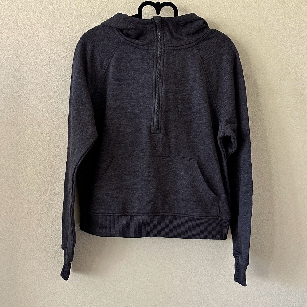 Member’s Mark Charcoal Gray Cropped Half-Zip Kangaroo Pocket Hoodie NWOT Size S